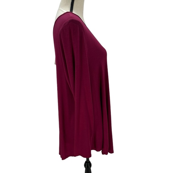 Soprano Long Sleeve V-Neck Tunic Top - Red / Maroon - size 2X - Picture 2 of 7